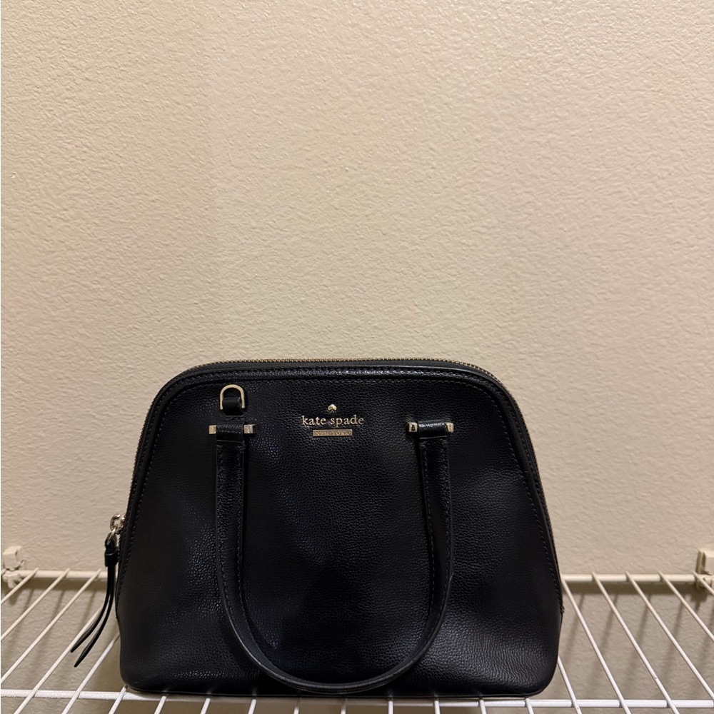 kate spade Black Pebbled Leather Satchel with Gold Hardware